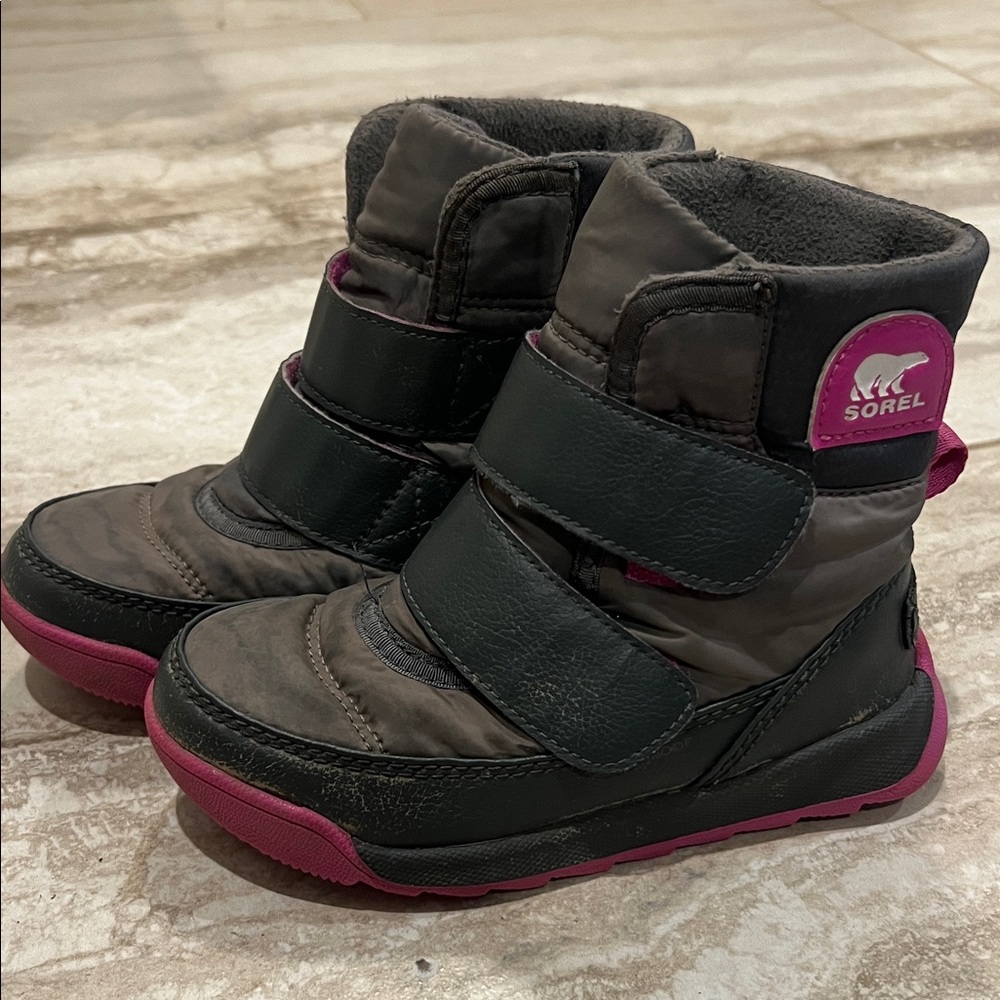 Sorel Gray and Pink Kids Snow Boots